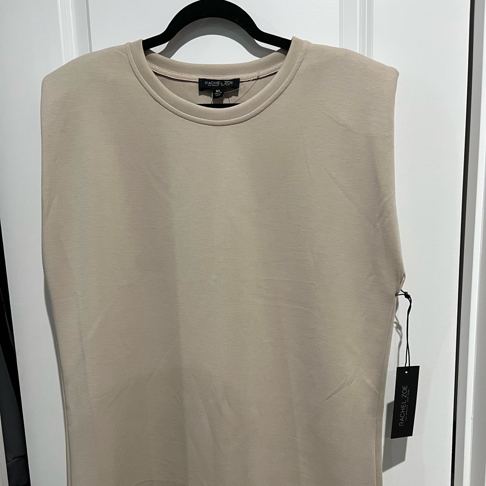 Rachel Zoe sleeveless shoulder pad tee shirt dress